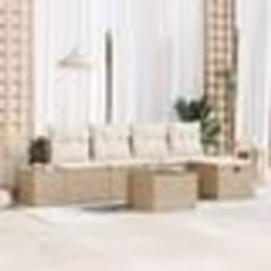vidaXL Ensemble de Canapés de Jardin 6 Pièces avec Coussins Beige Rattan Poly