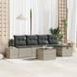 vidaXL Set de Canapé de Jardin de 6 Pièces avec Coussins Gris Clair en Rattan