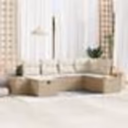 vidaXL Ensemble de canapé de jardin 6 pièces avec coussins Beige Poly Rotin