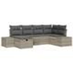 vidaXL Ensemble de canapé 6 pièces jardin avec coussins gris clair en rotin synthétique