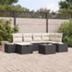 vidaXL Canapé de jardin 7 pièces avec coussins noir poly rotin