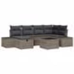 vidaXL Canapé de jardin 7 pièces avec coussins gris en poly rattan