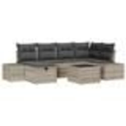 vidaXL Ensemble de canapé de jardin 7 pièces avec coussins gris en poly rotin
