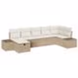 vidaXL Ensemble de canapés de jardin 7 pièces avec coussins beiges en poly rattan