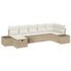 vidaXL Ensemble de canapés de jardin 7 pièces avec coussins beiges en poly rattan