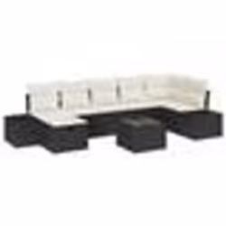 vidaXL Ensemble de canapé de jardin 8 pièces avec coussins en rotin synthétique noir