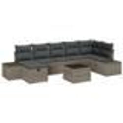 vidaXL Ensemble de canapé de jardin 8 pièces avec coussins gris en rotin synthétique