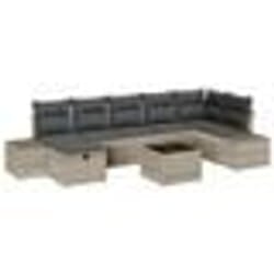 vidaXL Ensemble de canapé de jardin de 8 pièces avec coussins gris clair en poly rotin