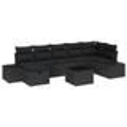 vidaXL Ensemble de canapé de jardin de 8 pièces avec coussins noir rotin synthétique