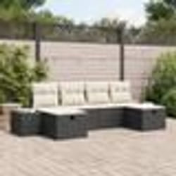 vidaXL Set de canapé de jardin 6 pièces avec coussins Noir Poly Rattan
