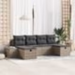 vidaXL Ensemble de canapé de jardin 6 pièces avec coussins gris en rotin poly