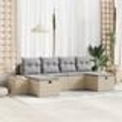 vidaXL Ensemble de canapé de jardin 6 pièces avec coussins Beige en Rotin