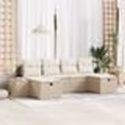 vidaXL Set de Canapés de Jardin 6 Pièces avec Coussins Beige Poly Rattan