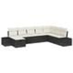 vidaXL Set de Canapé de Jardin 8 Pièces avec Coussins Noir en Rotin synthétique