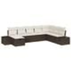 vidaXL Ensemble de Canapé de Jardin 8 Pièces avec Coussins Marron Rattan Poly