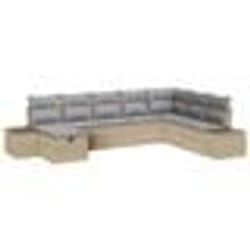 vidaXL Set de canapé de jardin 8 pièces avec coussins Beige Poly Rotin