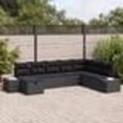 vidaXL Ensemble de canapé de jardin 8 pièces avec coussins en poly rotin noir