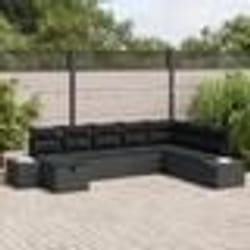 vidaXL Ensemble de canapé de jardin 8 pièces avec coussins en poly rotin noir