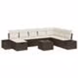 vidaXL Ensemble de canapé de jardin 9 pièces avec coussins marron en poly rotin