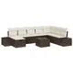 vidaXL Ensemble de canapé de jardin 9 pièces avec coussins marron en poly rotin