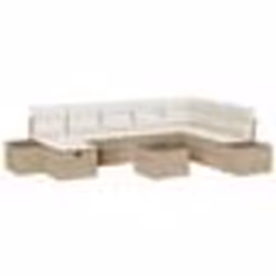 vidaXL Set de canapé de jardin 9 pièces avec coussins beige en poly rotin