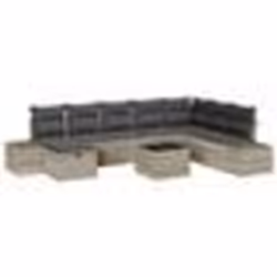 vidaXL Set de canapé de jardin 9 pièces avec coussins en rotin poly léger gris