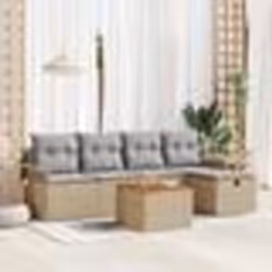 vidaXL Ensemble de 6 pièces de sofa de jardin avec coussins beige en poly rotin