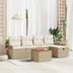 vidaXL Ensemble de canapé de jardin de 6 pièces avec coussins beige en poly rattan