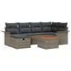 vidaXL Ensemble de canapés de jardin de 7 pièces avec coussins gris en poly rattan