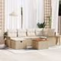 vidaXL Ensemble de canapé de jardin 7 pièces avec coussins Beige Rotin