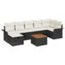 vidaXL Canapé de jardin 8 pièces avec coussins en poly rattan noir