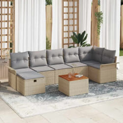 vidaXL Ensemble de canapé de jardin 8 pcs Beige polyrotin