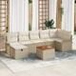 vidaXL Ensemble de salon de jardin 8 pièces avec des coussins en rattan poly beige.