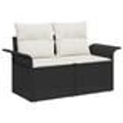 vidaXL Ensemble de canapé de jardin 9 pièces avec coussins noir en poly rotin