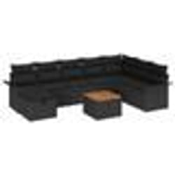 vidaXL Ensemble de Canapé de Jardin 9 Pièces avec Coussins Noir Poly Rattan