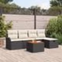Ensemble de Canapés de Jardin 6 Pièces avec Coussins Noir en Rattan Synthétique