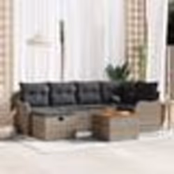 vidaXL Ensemble de canapé de jardin 7 pièces avec coussins gris en poly rattan