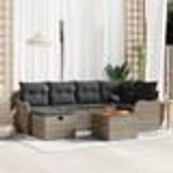 vidaXL Ensemble de canapé de jardin 7 pièces avec coussins gris en poly rattan