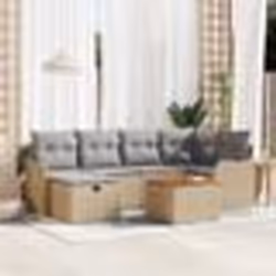 Ensemble de Canapé de Jardin de 7 Pièces avec Coussins Beige Poly Rattan