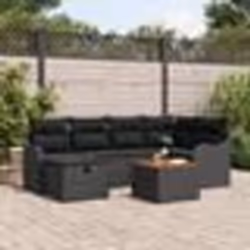Ensemble de Canapés de Jardin de 7 Pièces avec Coussins en Poly Rattan Noir