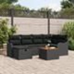 Ensemble de Canapés de Jardin de 7 Pièces avec Coussins en Poly Rattan Noir