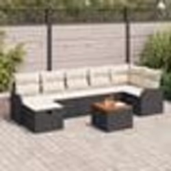 Ensemble de Canapés de Jardin vidaXL 8 Pièces avec Coussins Rotin Poly Noir