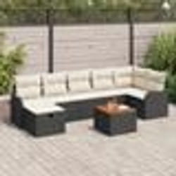 Ensemble de Canapés de Jardin vidaXL 8 Pièces avec Coussins Rotin Poly Noir
