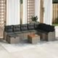 vidaXL Ensemble de Canapés de Jardin de 9 pièces avec Coussins en Rotin Poly Gris