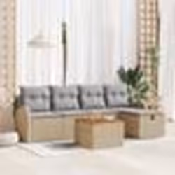 vidaXL Ensemble de sofa de jardin de 6 pièces avec coussins beige en poly rattan