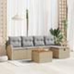 vidaXL Ensemble de sofa de jardin de 6 pièces avec coussins beige en poly rattan