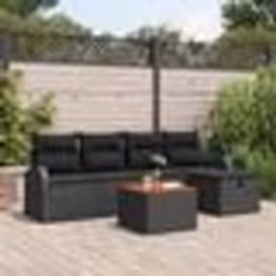 vidaXL Ensemble de canapé de jardin de 6 pièces avec coussins en poly rattan noir