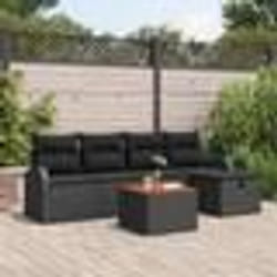 vidaXL Ensemble de canapé de jardin de 6 pièces avec coussins en poly rattan noir