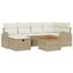vidaXL Canapés de Jardin 7 Pièces avec Coussins Beige en Poly Rotin