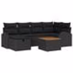 vidaXL Ensemble de canapé de jardin 7 pièces avec coussins Noir Rotin Synthétique